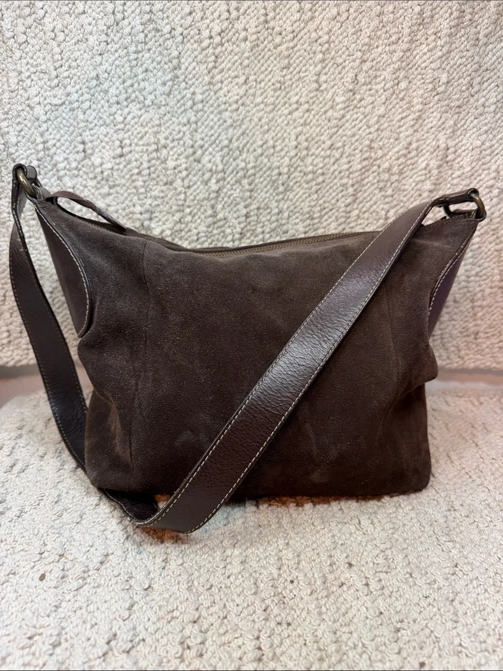Eddie Bauer Women's Dark Brown Suede Crossbody Bag
